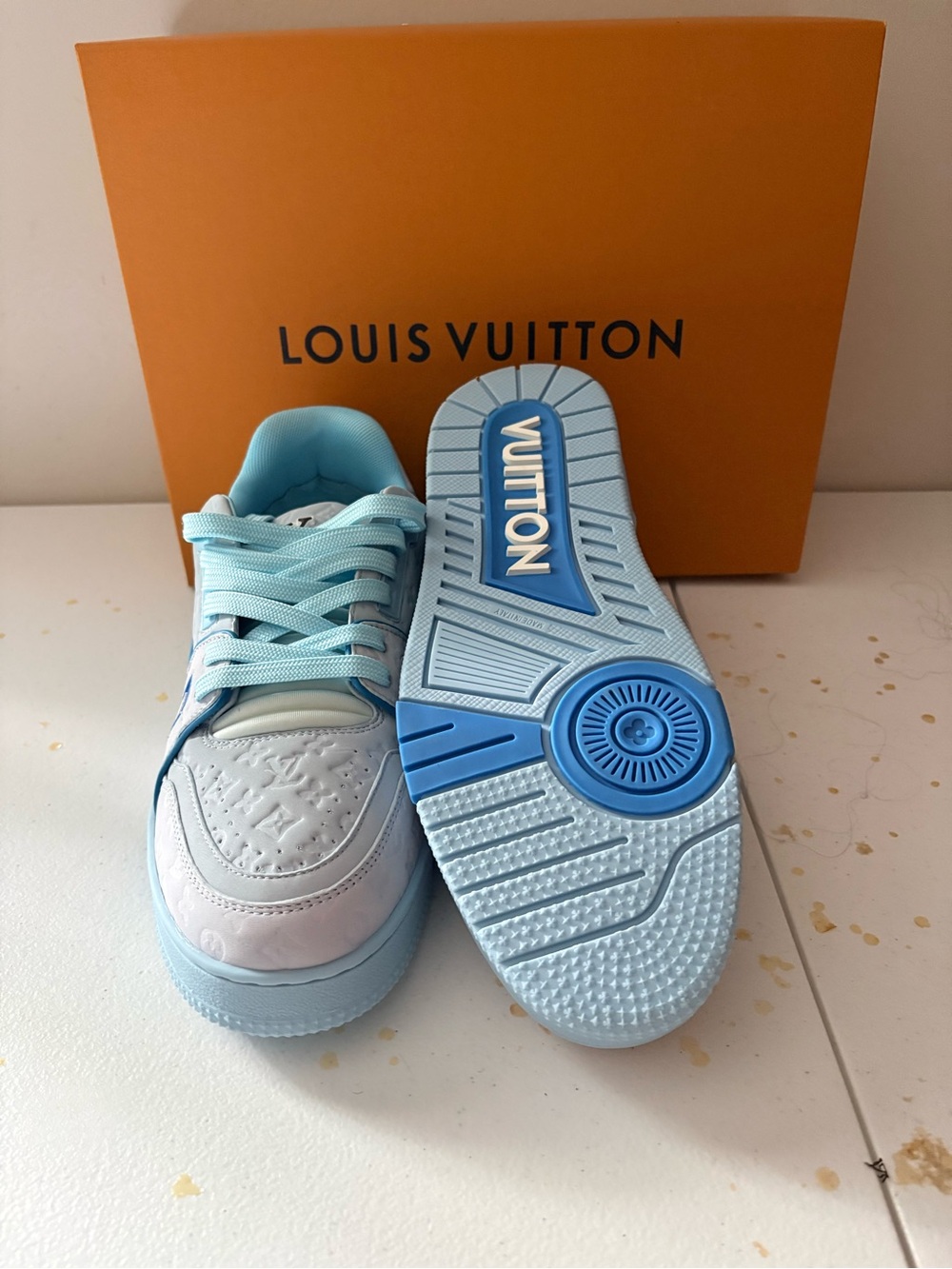 Louis Vuitton Light Blue Monogram Low-Top Sneakers - Picture 2 of 3